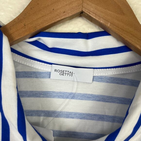 Rosetta Getty Half Sleeve Front Botton Polo Shirt Stripe Blue NWT Size XXL - Picture 7 of 9